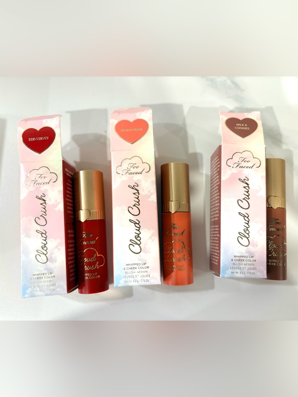 Too Faced Cloud Crush Lip & Cheek Color Set of 3 Full Size